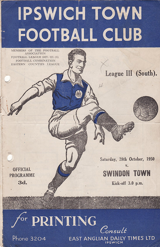 <b>Saturday, October 28, 1950</b><br />vs. Ipswich Town (Away)